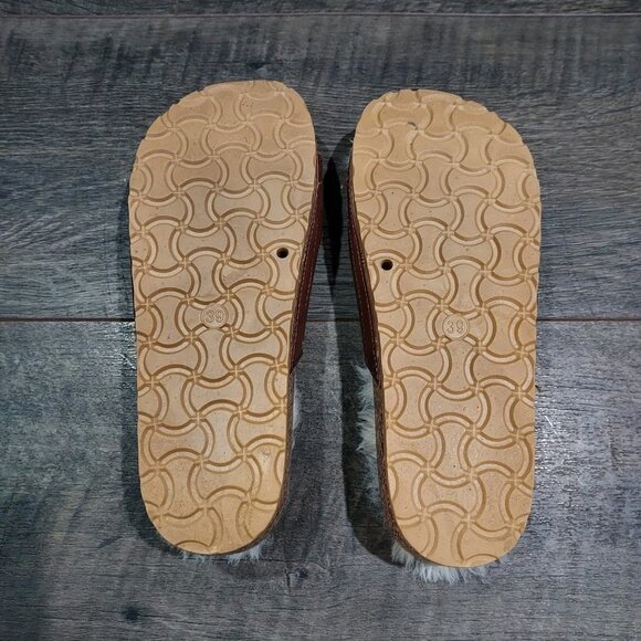 Slip On Sandles Dirty Laundry Women USA 7 Faux Fur Open Toe Buckle Brown - Picture 7 of 7